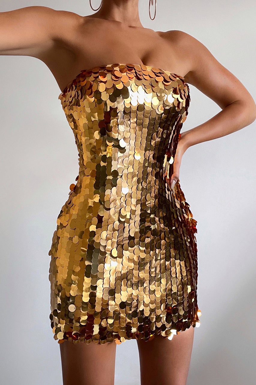 gold mini dress